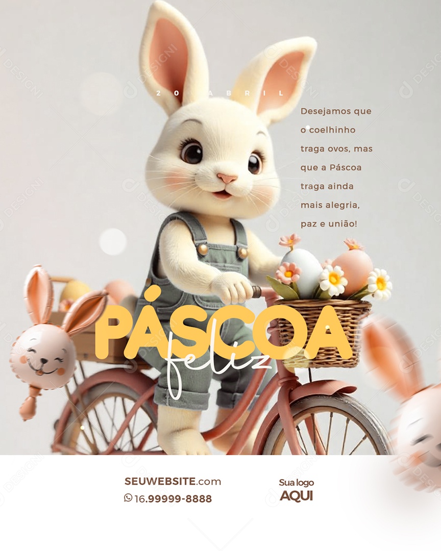 Feliz Páscoa Social Media PSD Editável