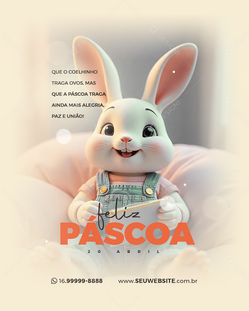 Feliz Páscoa 20 de Abril Social Media PSD Editável