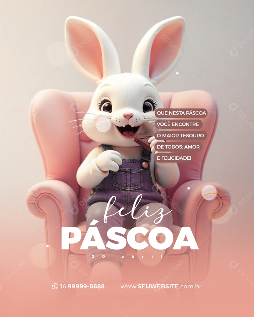 Feliz Páscoa 20 de Abril Social Media PSD Editável