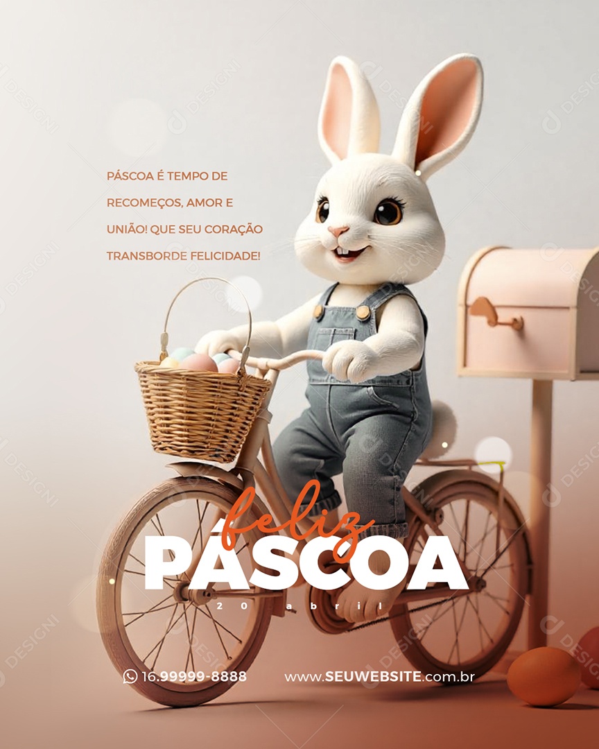 Feliz Páscoa 20 de Abril Social Media PSD Editável