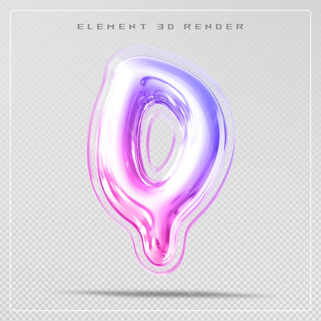 Elemento 3D Letra Q Colorido Para Composição PSD