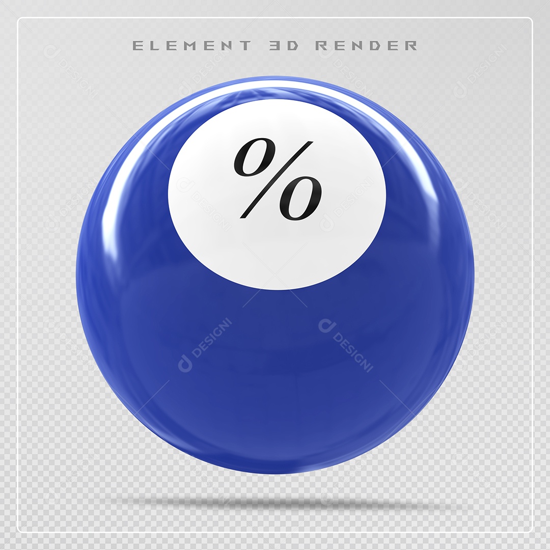 Bola de Bilhar Número % Azul Elemento 3D para Composição Sem Fundo