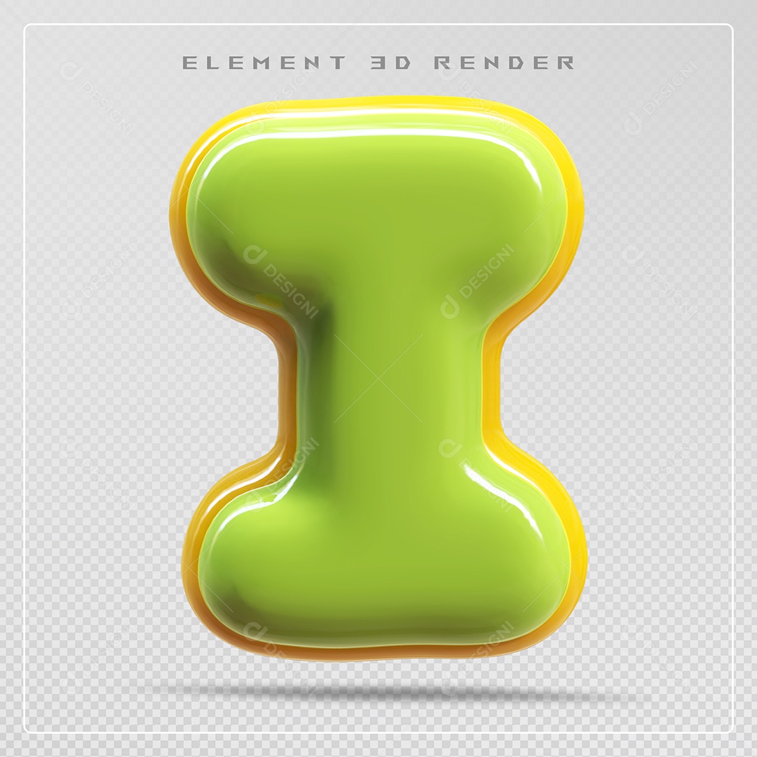 Elemento 3D Letra I Azul Para Composição PSD