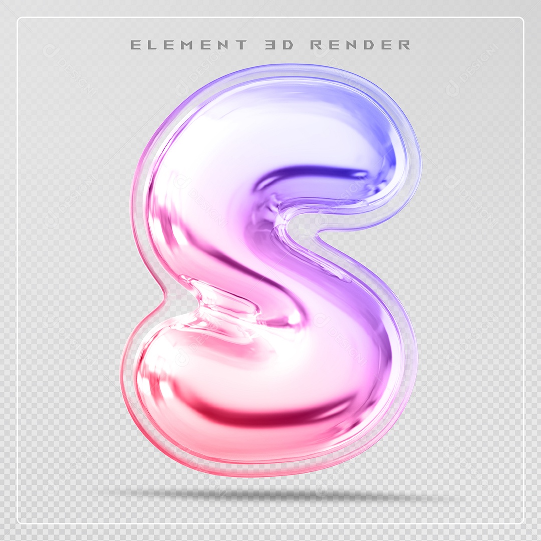 Elemento 3D Letra S Colorido Para Composição PSD