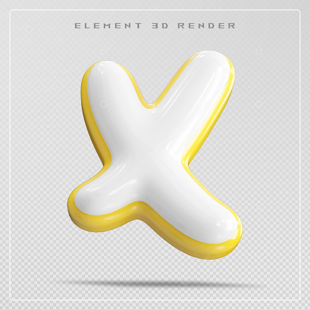Elemento 3D Letra X Branco Para Composição PSD