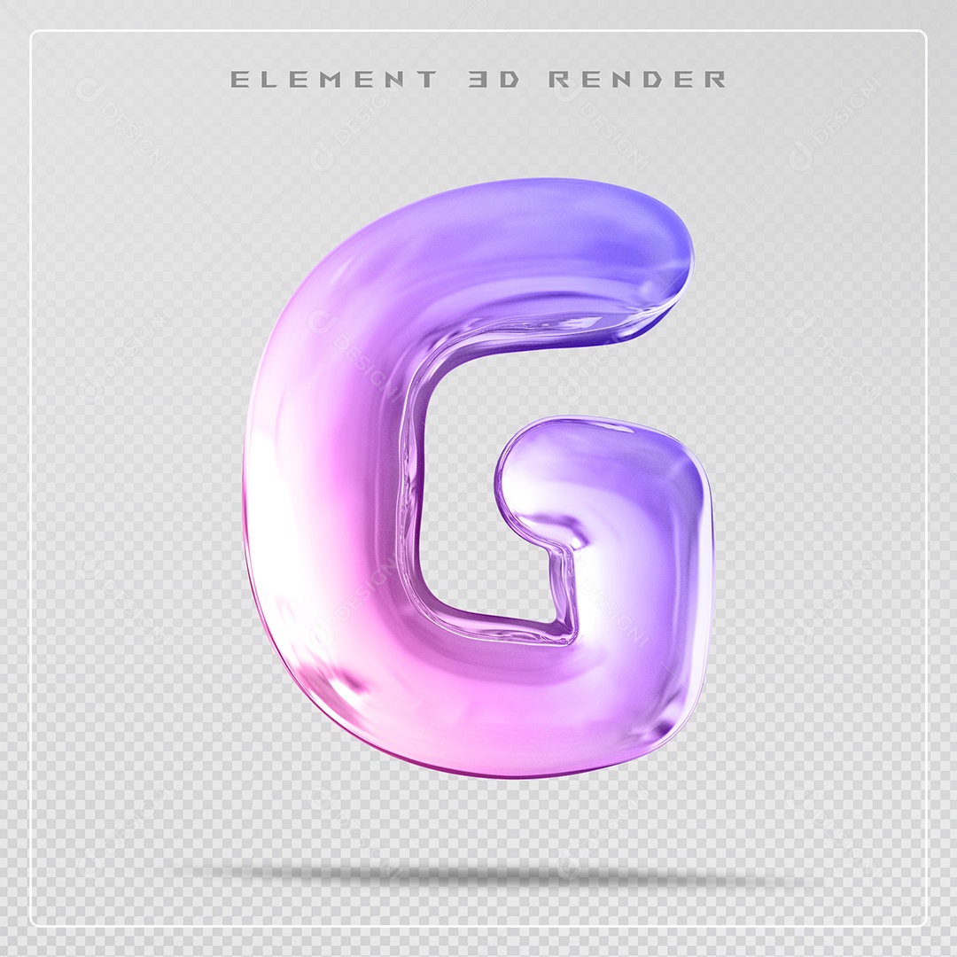 Elemento 3D Letra G Colorido Para Composição PSD