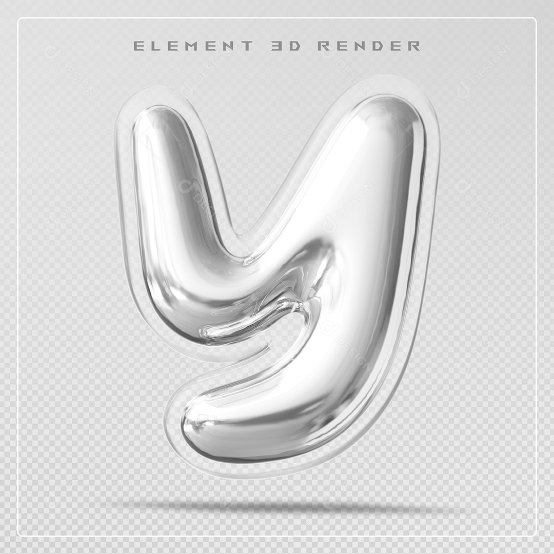 Elemento 3D Letra Y Prata Para Composição PSD