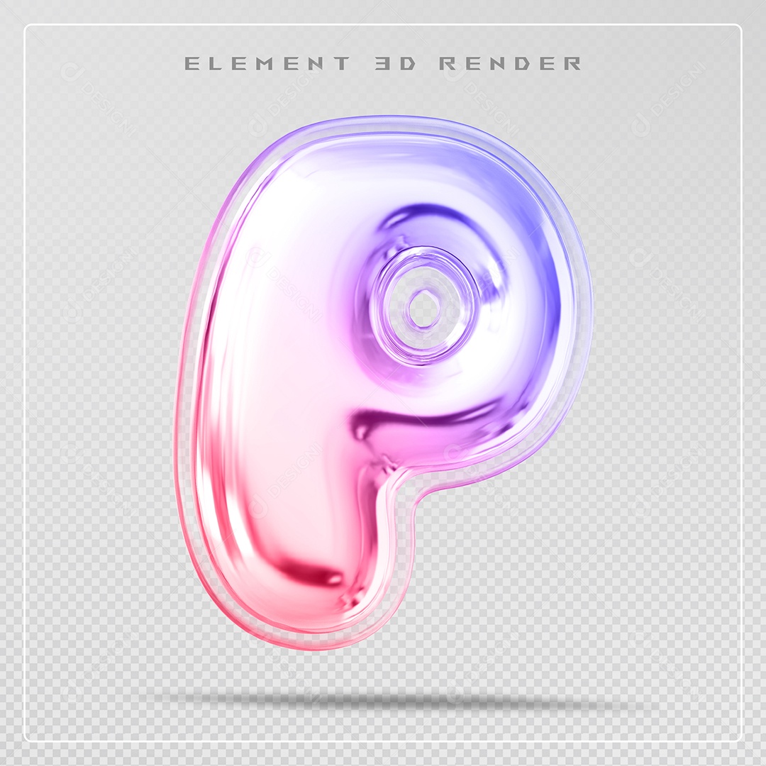 Elemento 3D Letra P Colorido Para Composição PSD