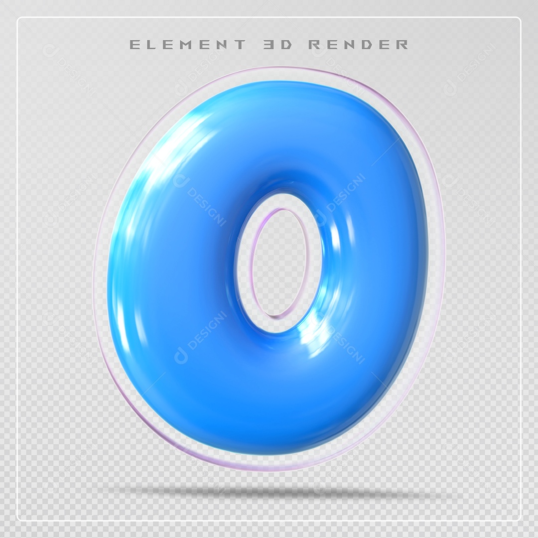 Elemento 3D Letra O Azul Para Composição PSD