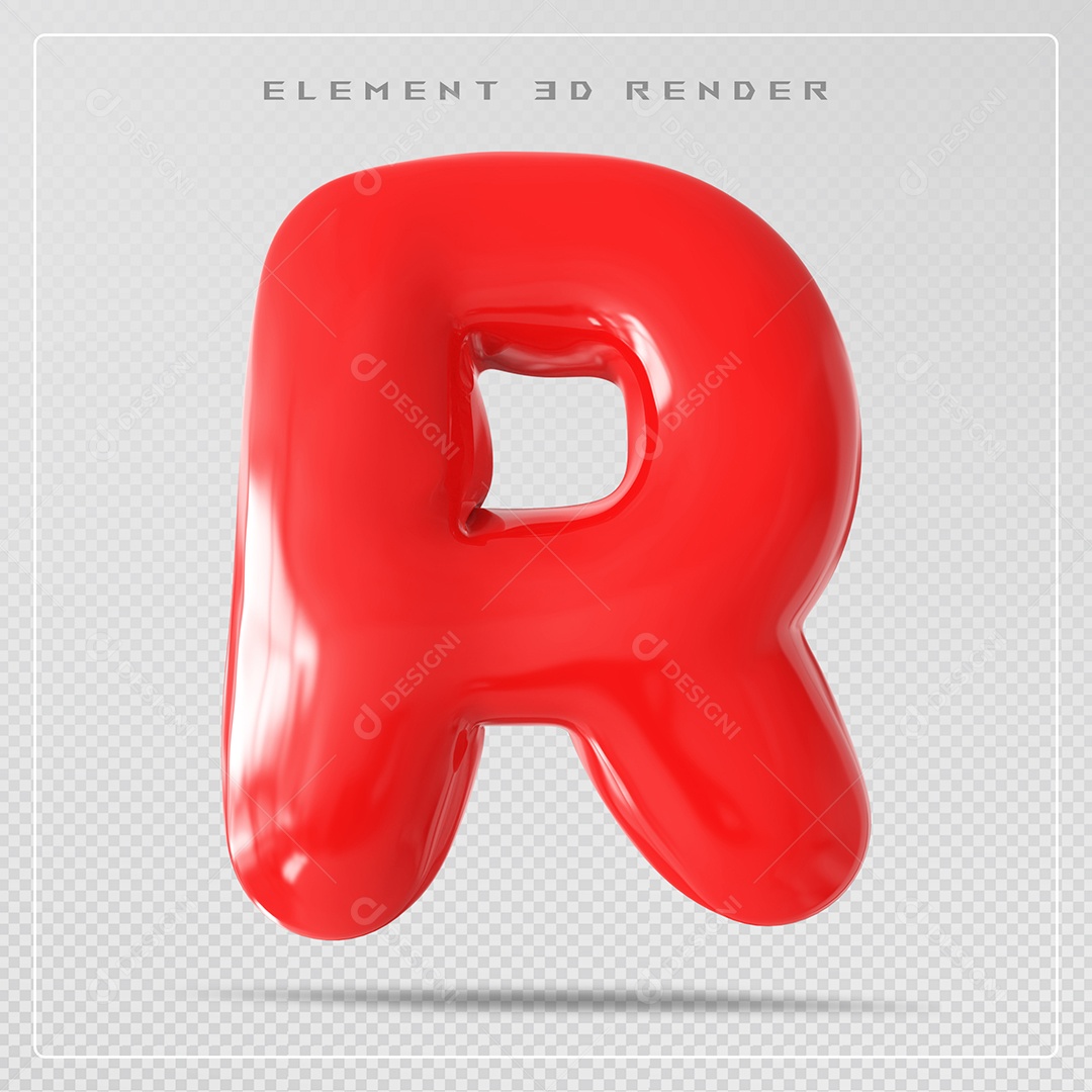 Elemento 3D Letra R Vermelha Para Composição PSD