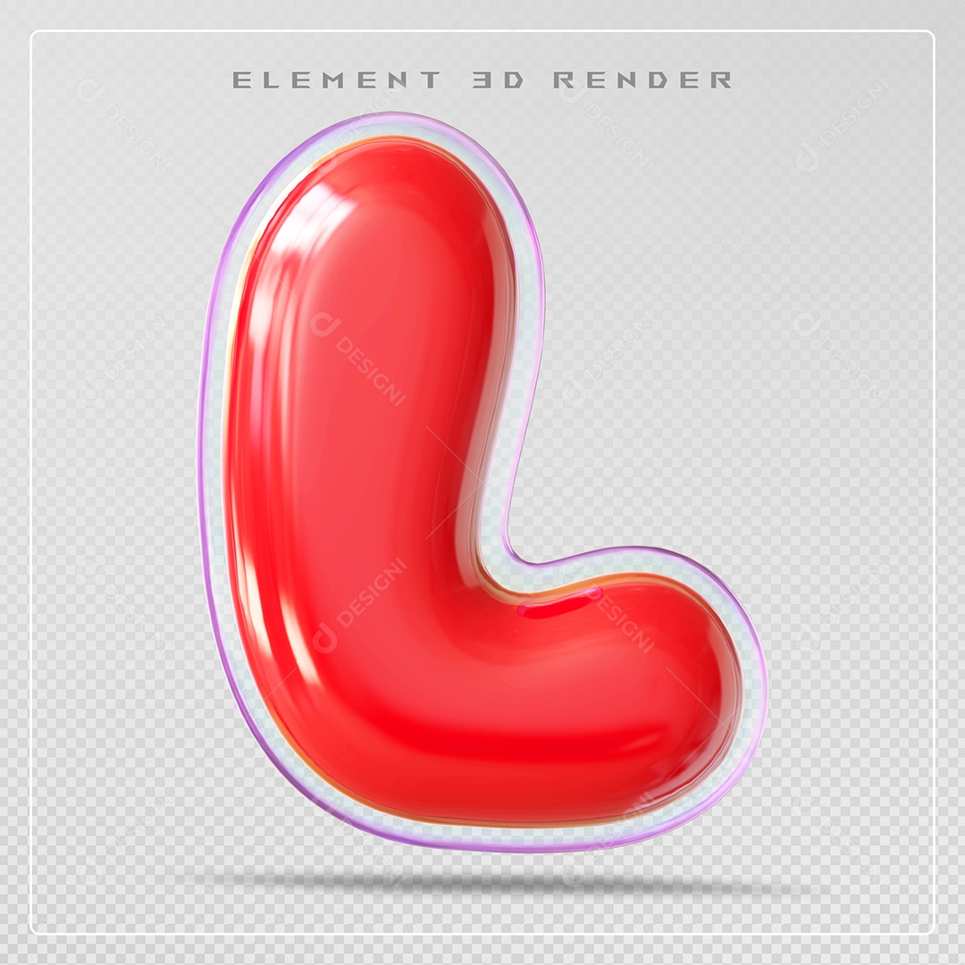 Elemento 3D Letra L Azul Para Composição PSD
