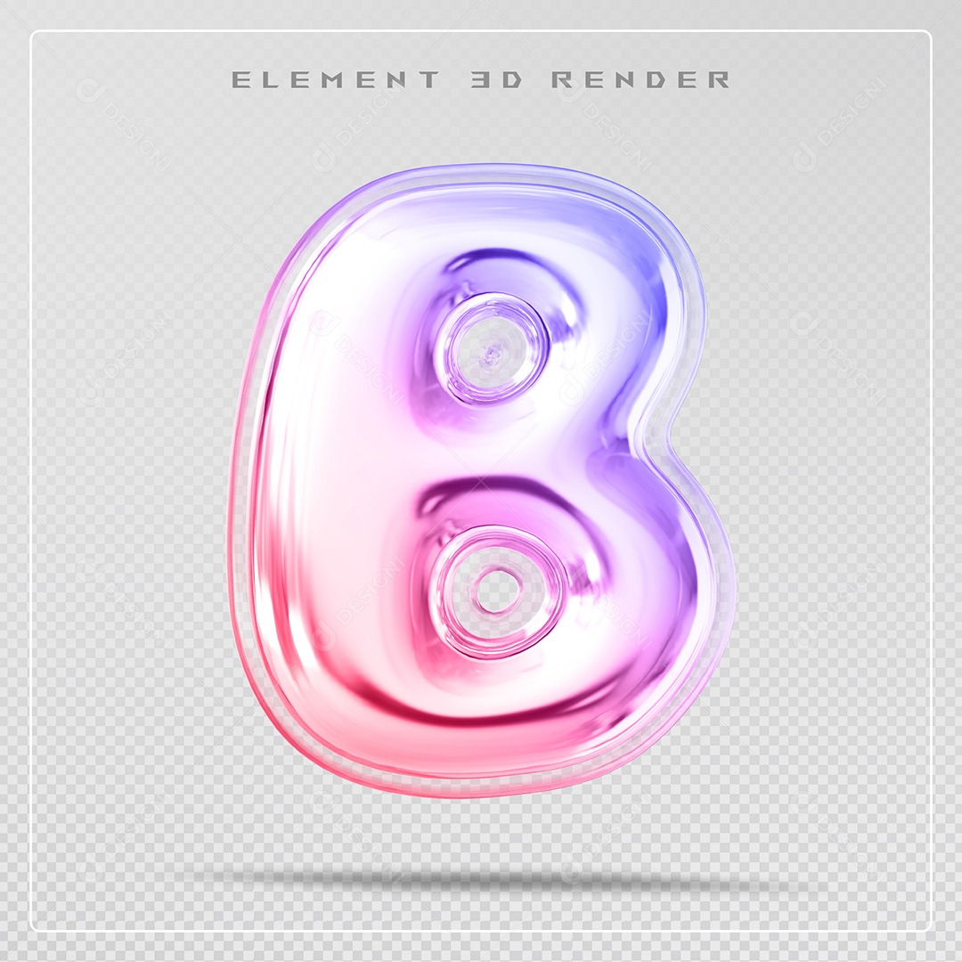 Elemento 3D Letra B Colorido Para Composição PSD