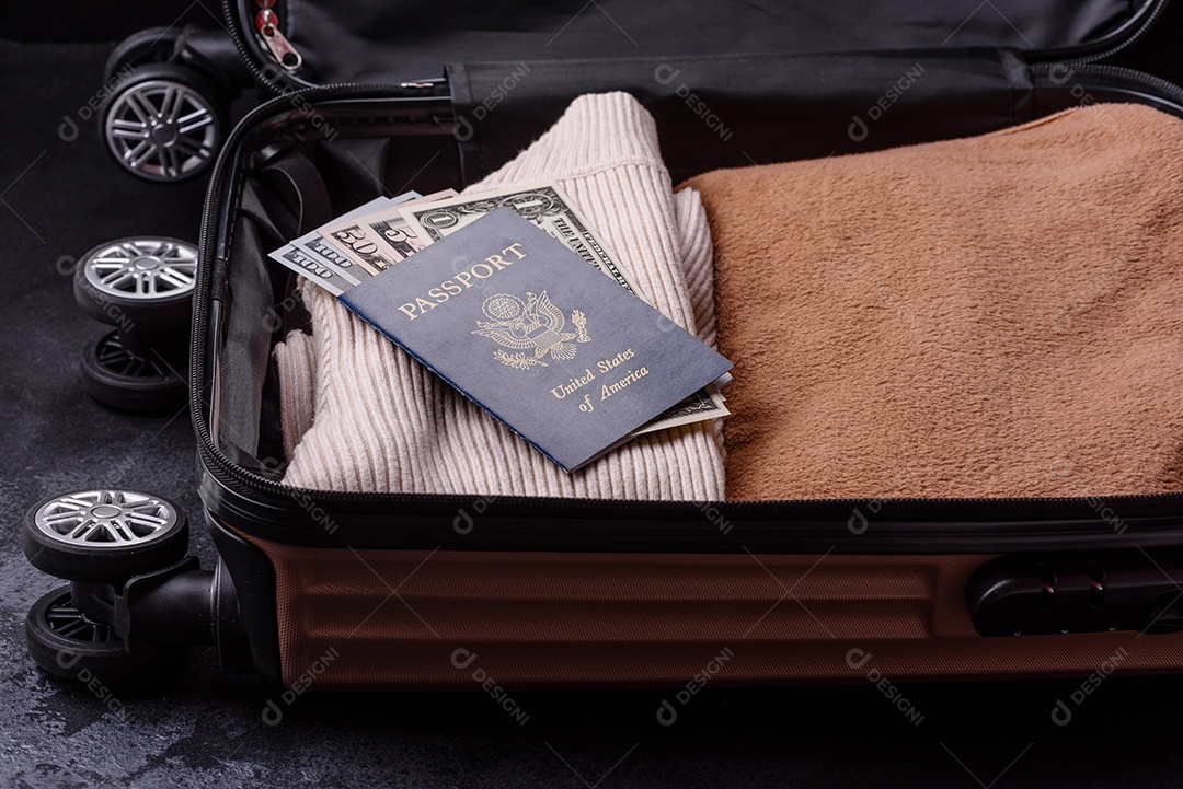 Passaporte internacional de um cidadão mala