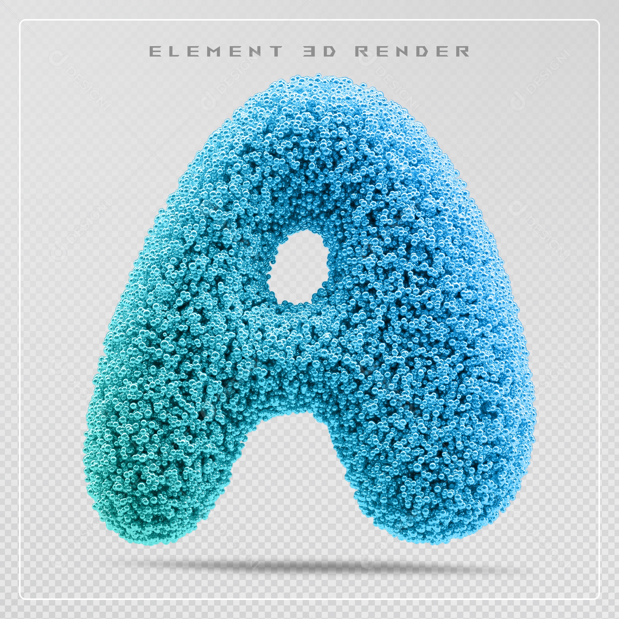 Elemento 3D Letra A Azul Para Composição PSD