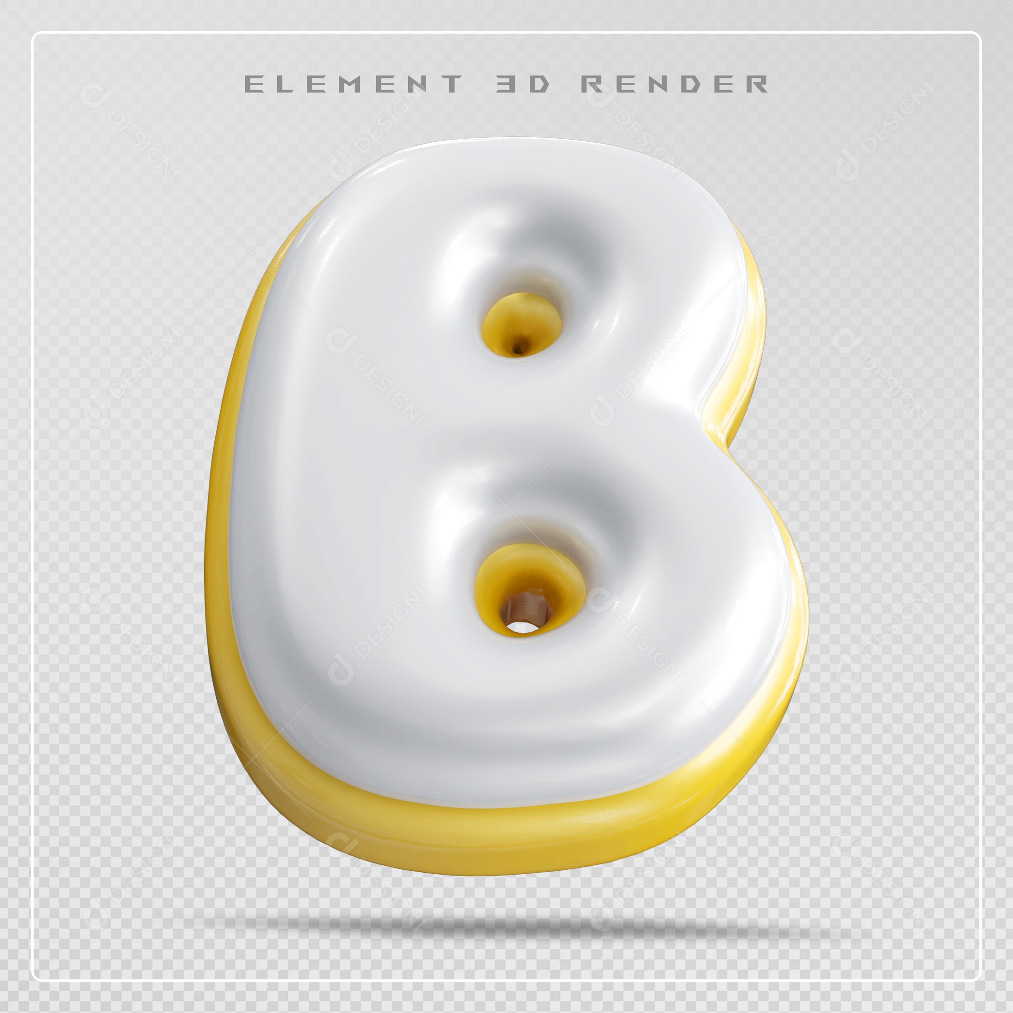 Elemento 3D Letra B Branco Para Composição PSD