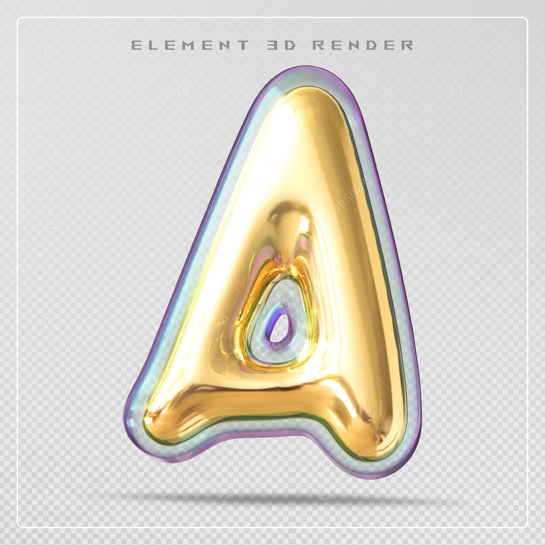 Elemento 3D Letra A Dourado Para Composição PSD