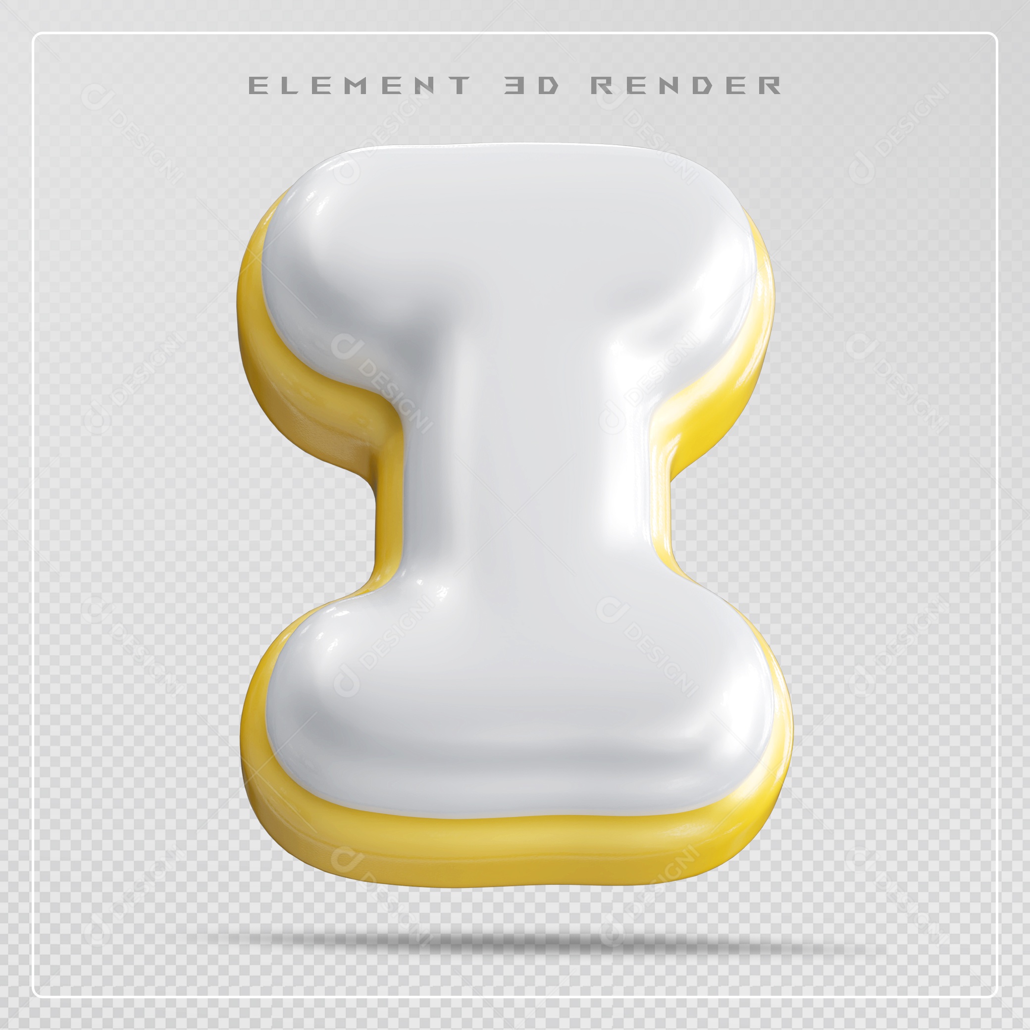 Elemento 3D Letra I Dourado Para Composição PSD