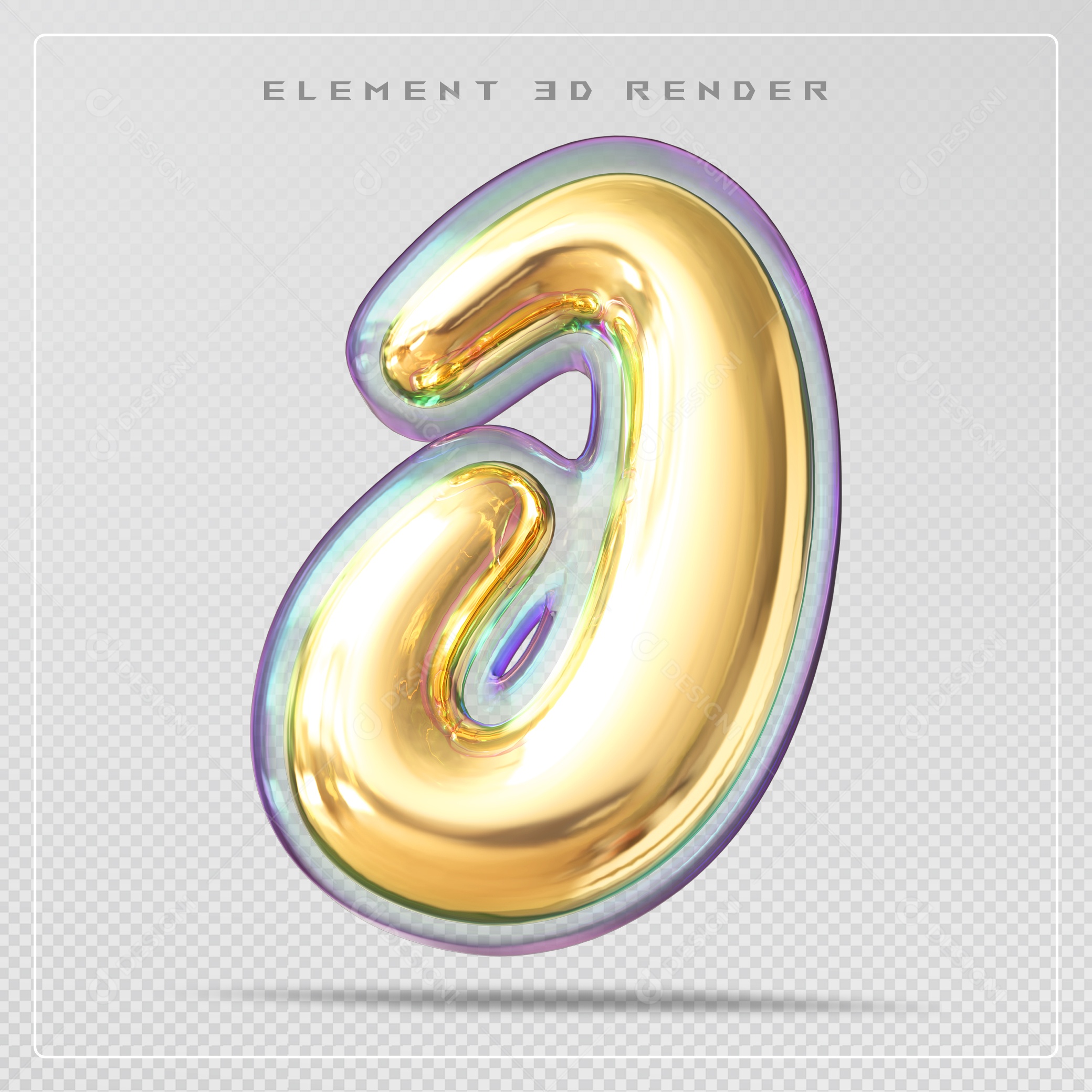 Elemento 3D Letra O Dourado Para Composição PSD