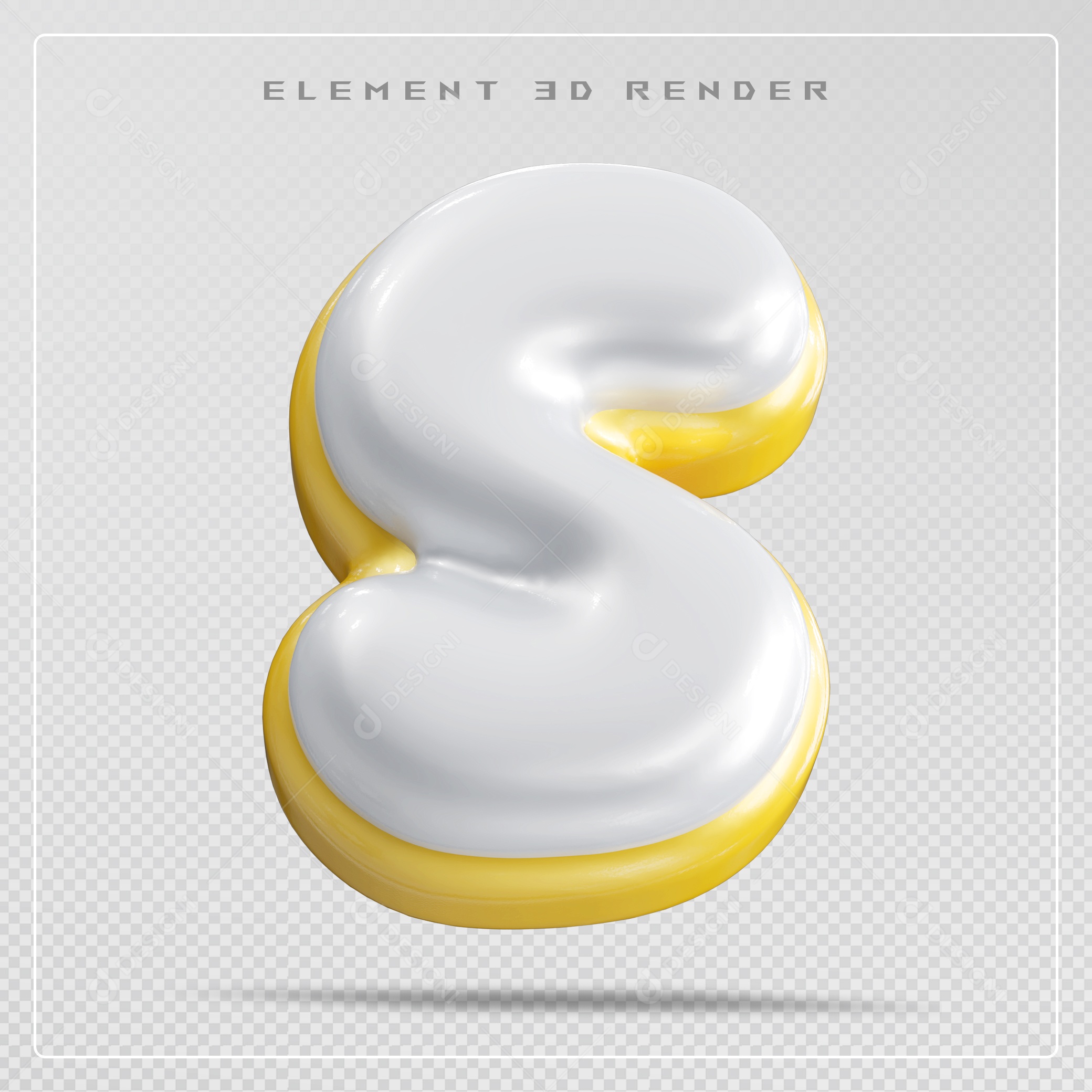 Elemento 3D Letra S Branco Para Composição PSD