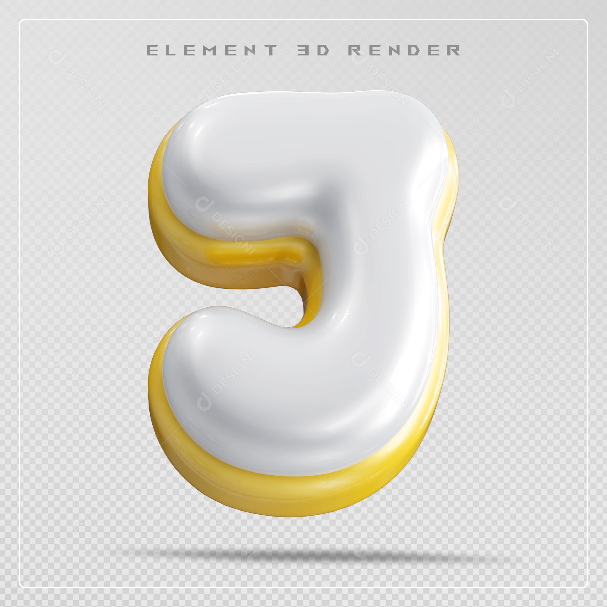 Elemento 3D Letra J Branco Para Composição PSD