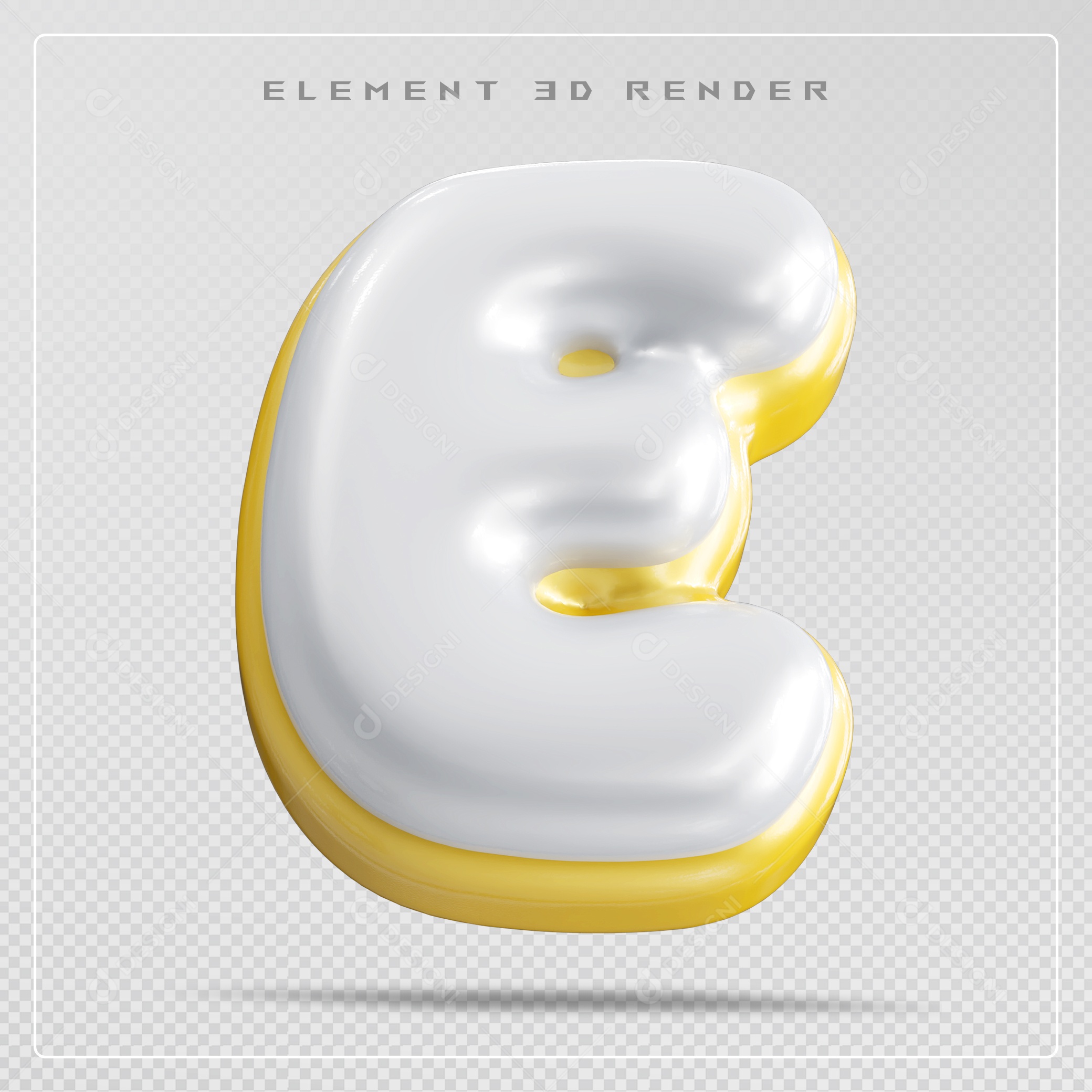 Elemento 3D Letra E Branco Para Composição PSD