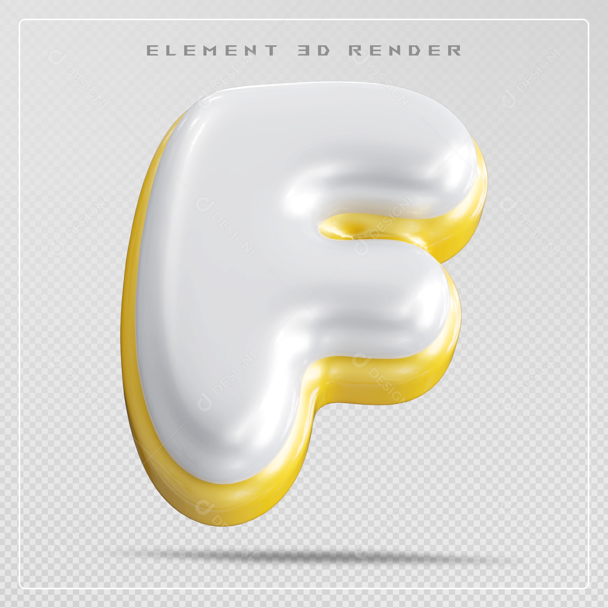 Elemento 3D Letra F Branco Para Composição PSD