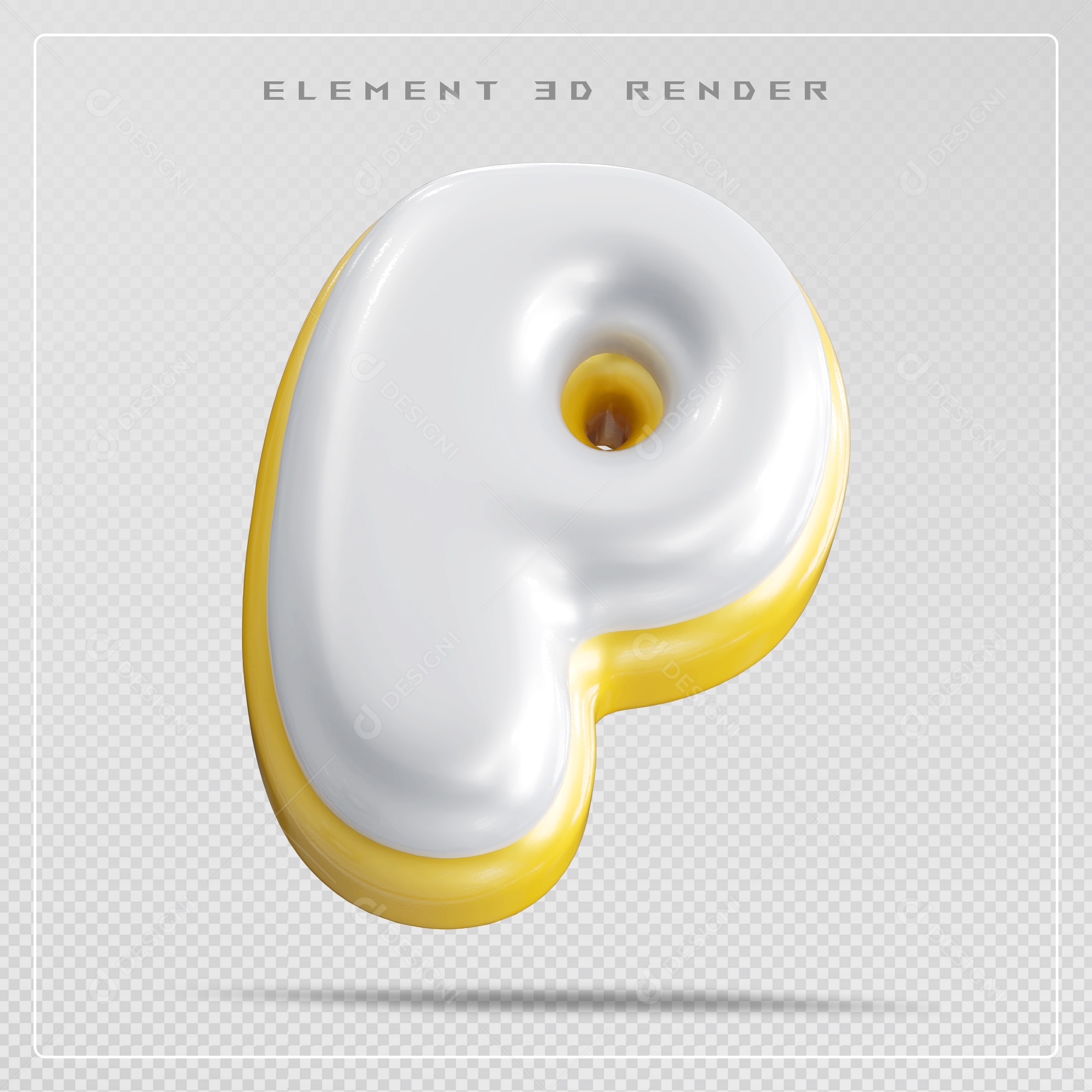 Elemento 3D Letra P Branco Para Composição PSD