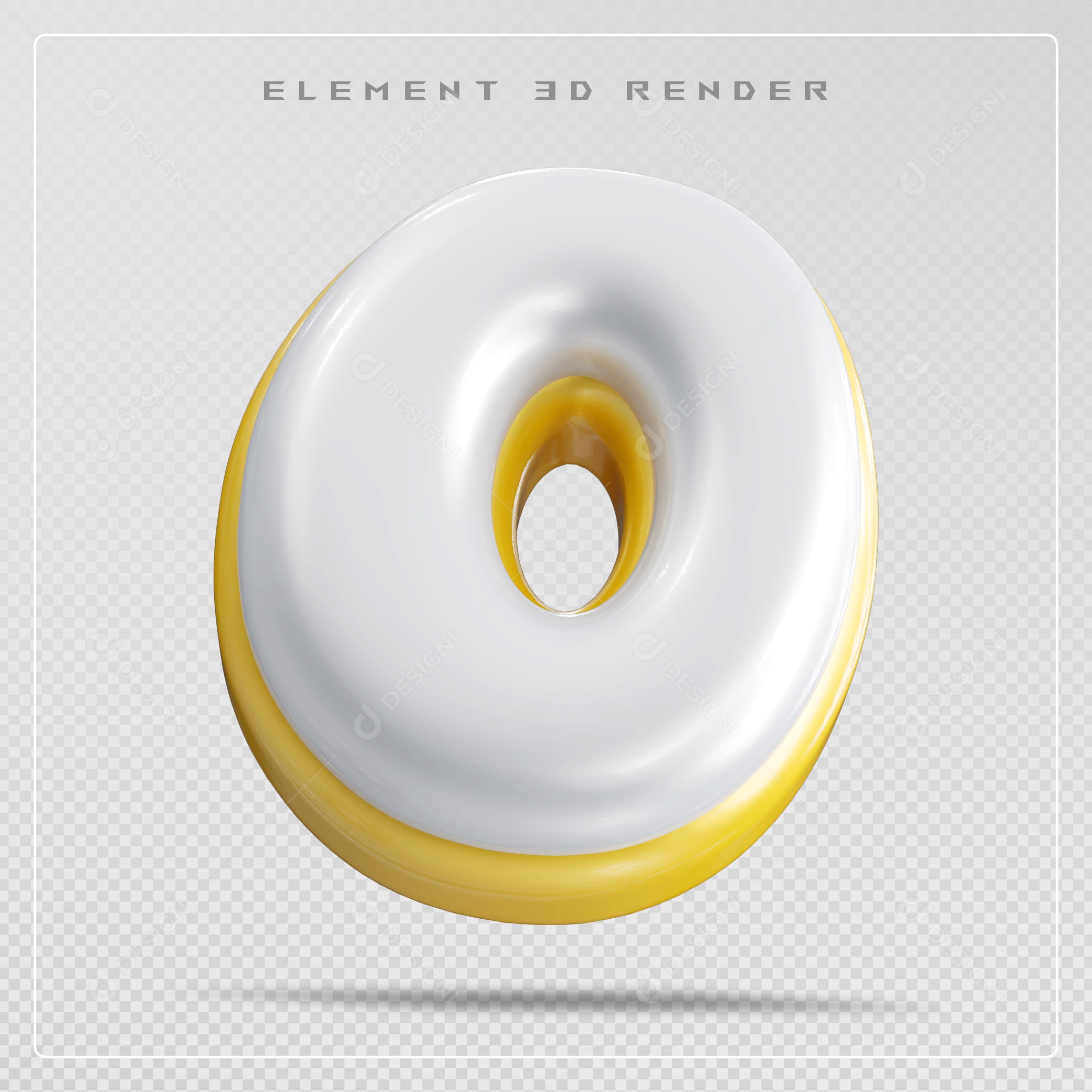 Elemento 3D Letra O Branco Para Composição PSD