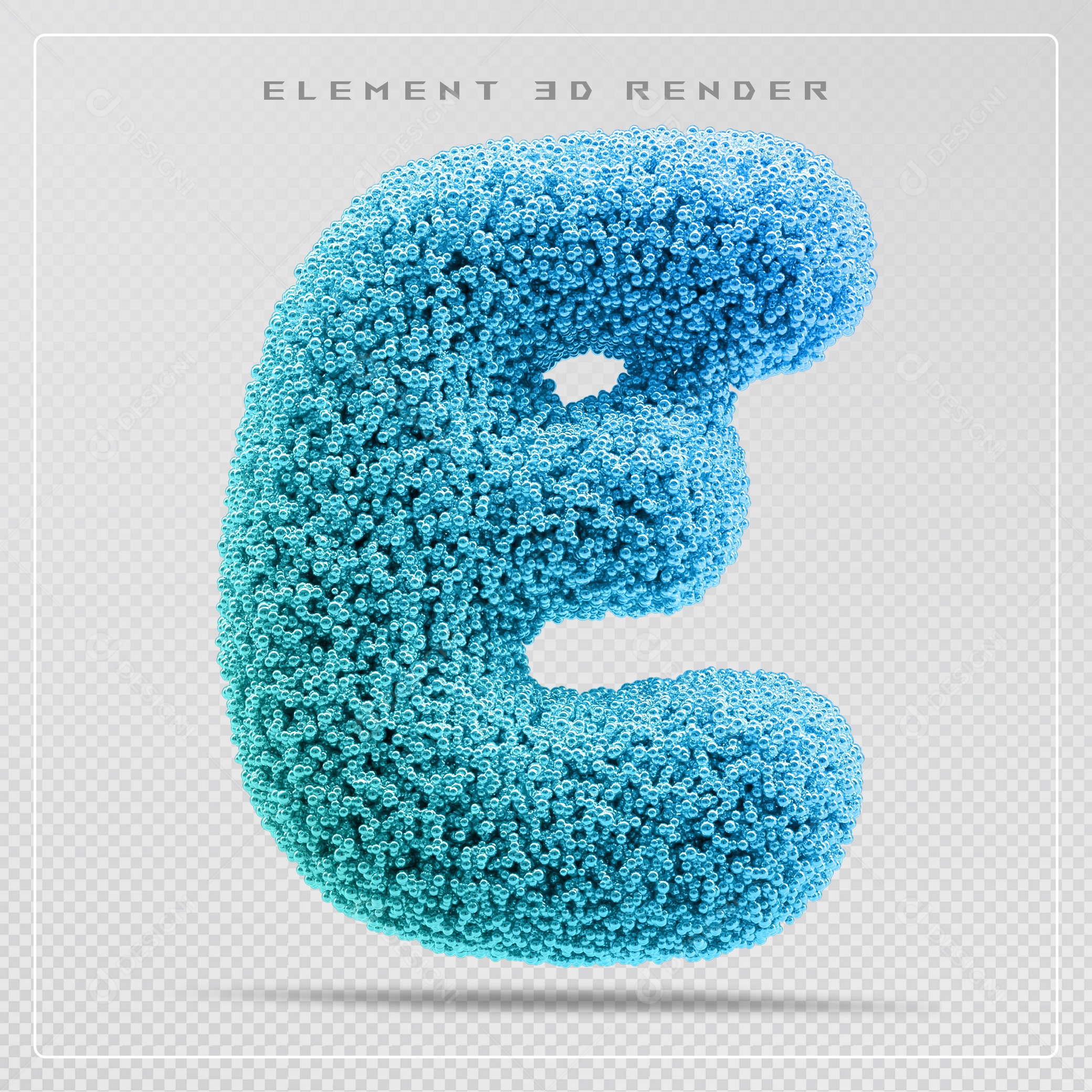 Elemento 3D Letra E Azul Para Composição PSD