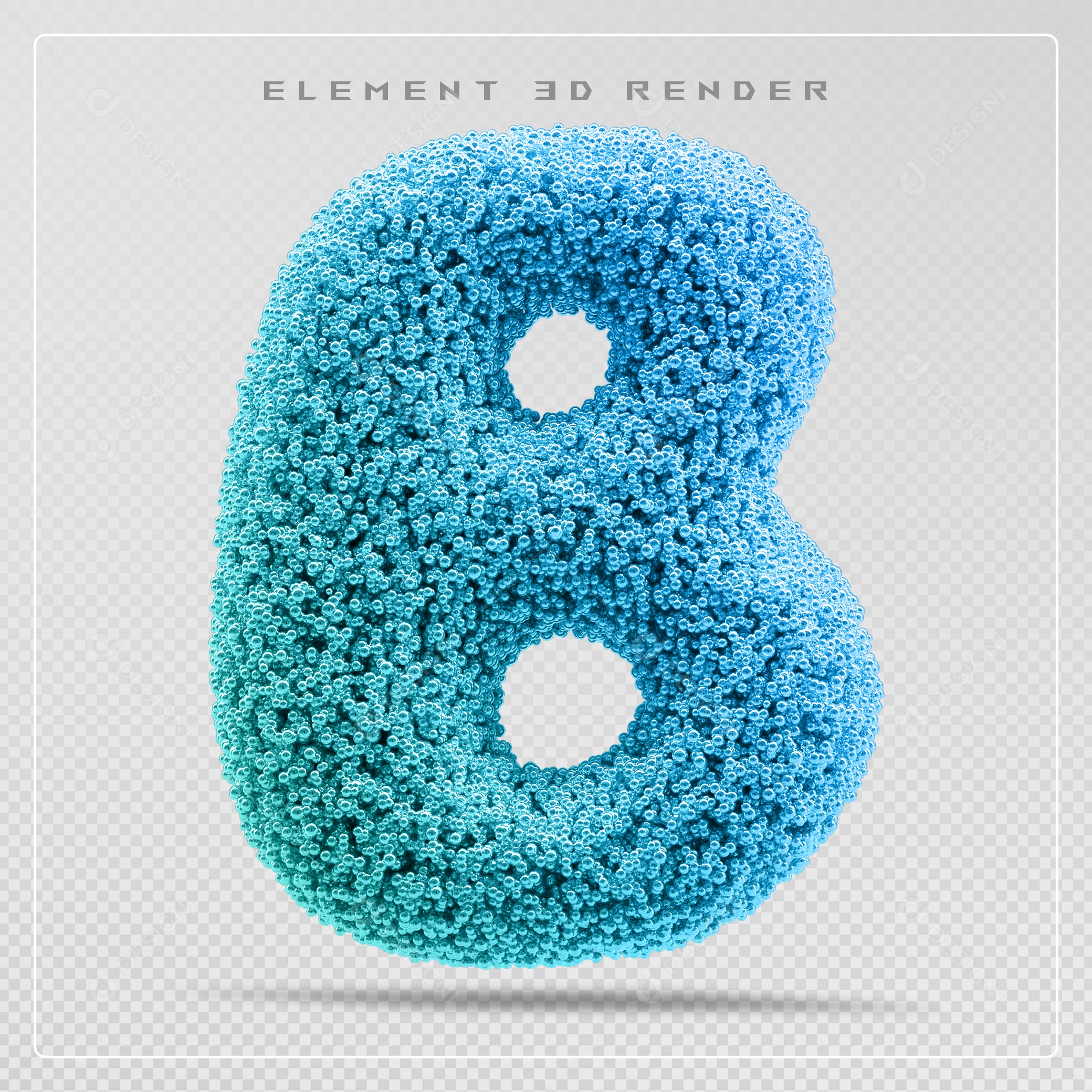 Elemento 3D Letra B Azul Para Composição PSD