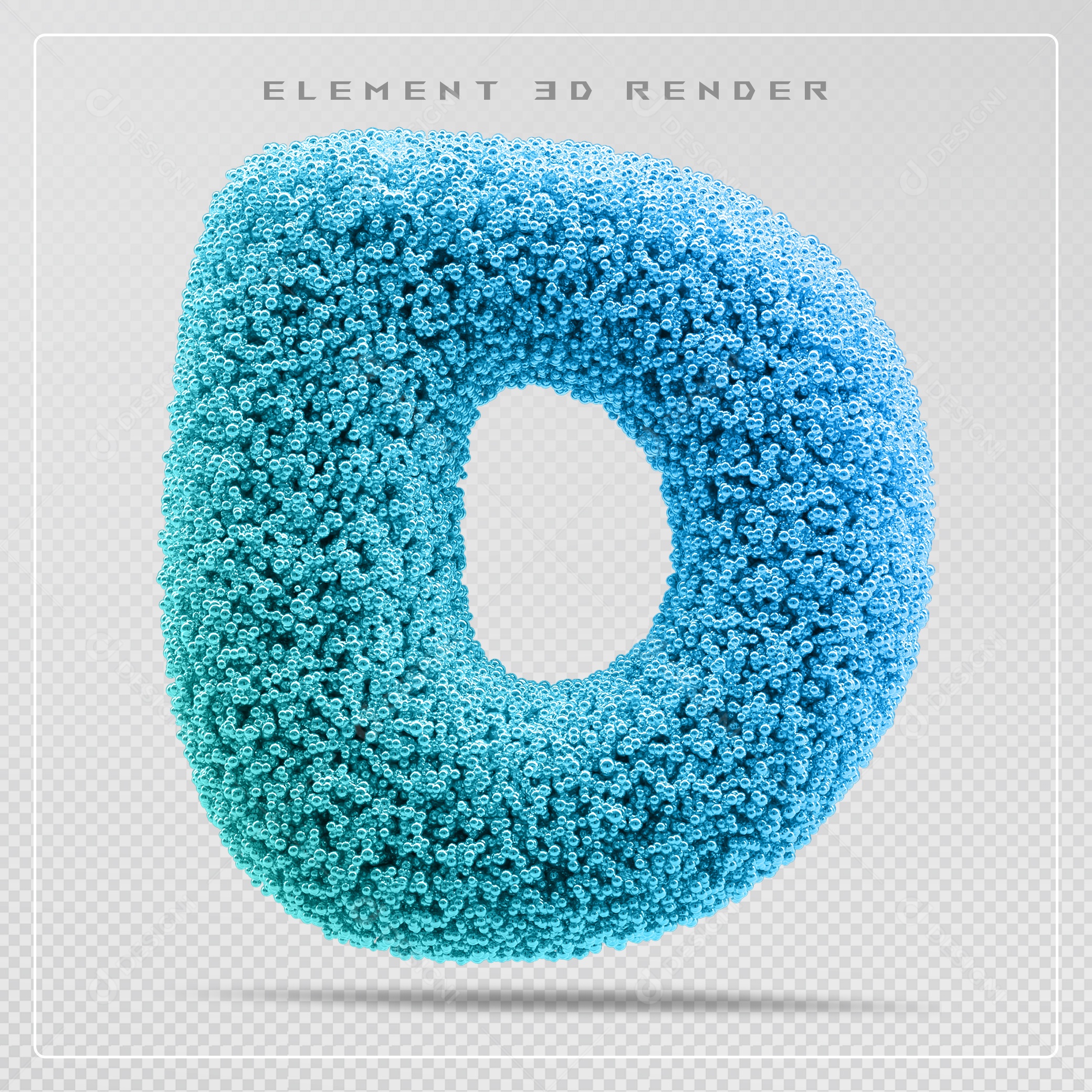 Elemento 3D Letra D Azul Para Composição PSD