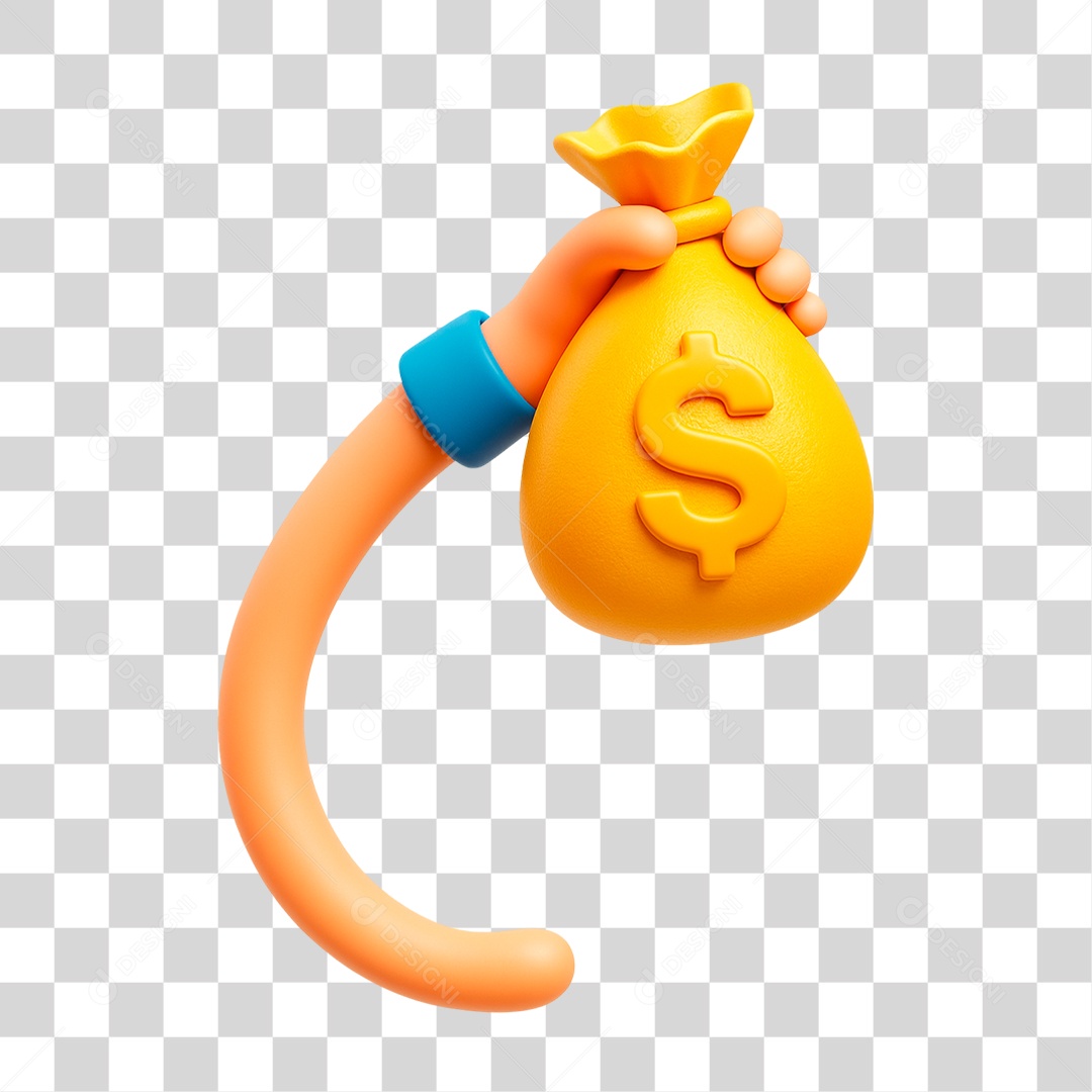 Mão Segurando Saco de Dinheiro PNG Transparente