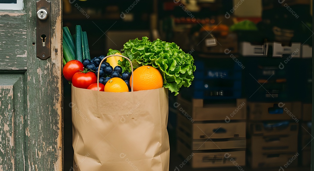Embalagem versátil e comumente usada para transportar compras, especialmente alimentos