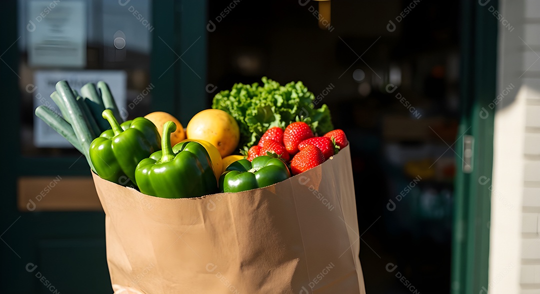 Embalagem versátil e comumente usada para transportar compras, especialmente alimentos