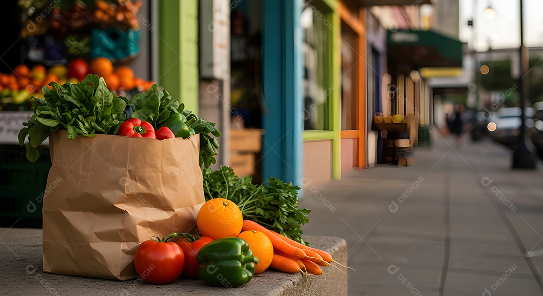 Embalagem versátil e comumente usada para transportar compras, especialmente alimentos
