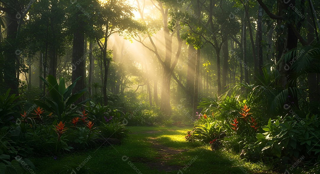 Retrato realista de uma linda floresta