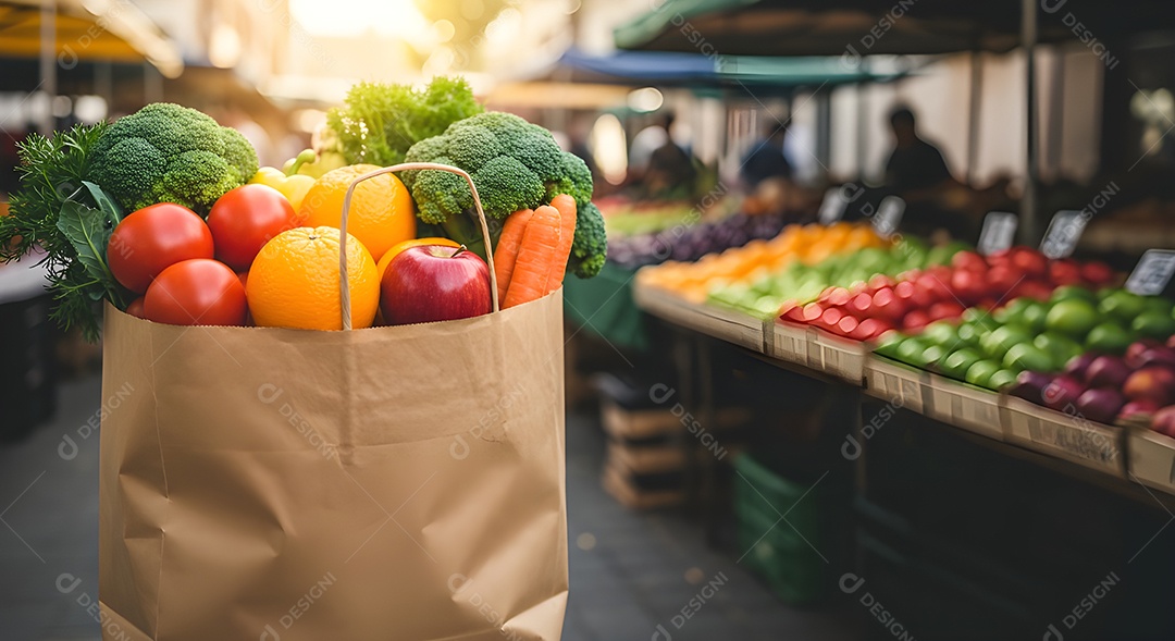 Embalagem versátil e comumente usada para transportar compras, especialmente alimentos