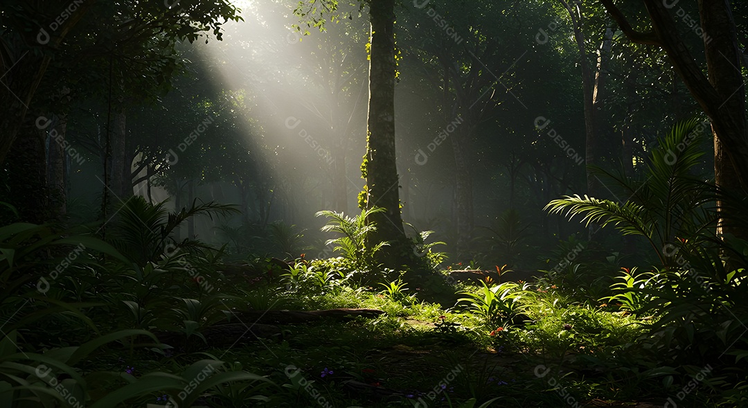 Retrato realista de uma linda floresta