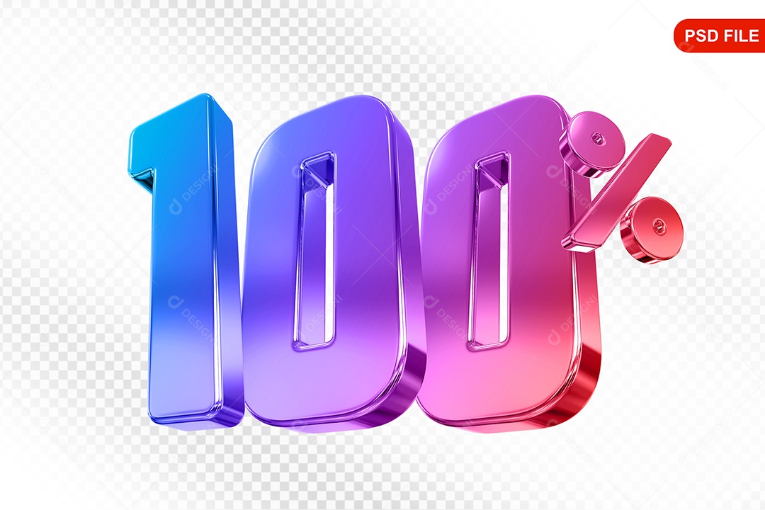 Elemento 3D Número 100% Colorido Para Composição PSD