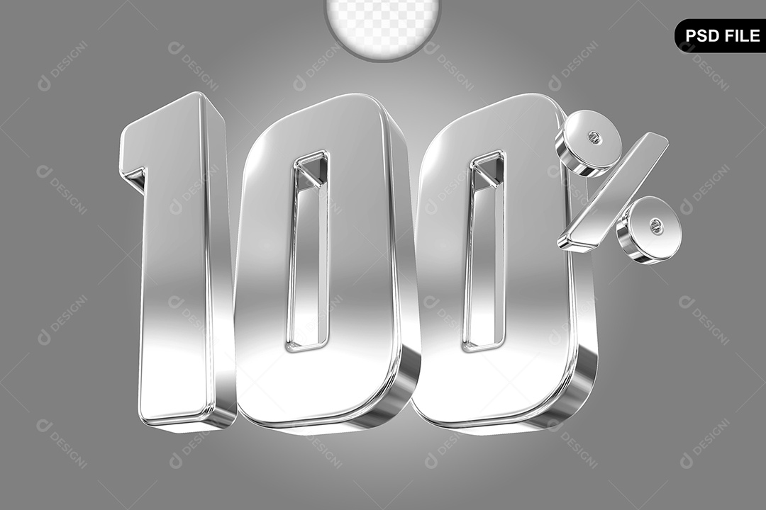 Elemento 3D Número 100% Prata Para Composição PSD