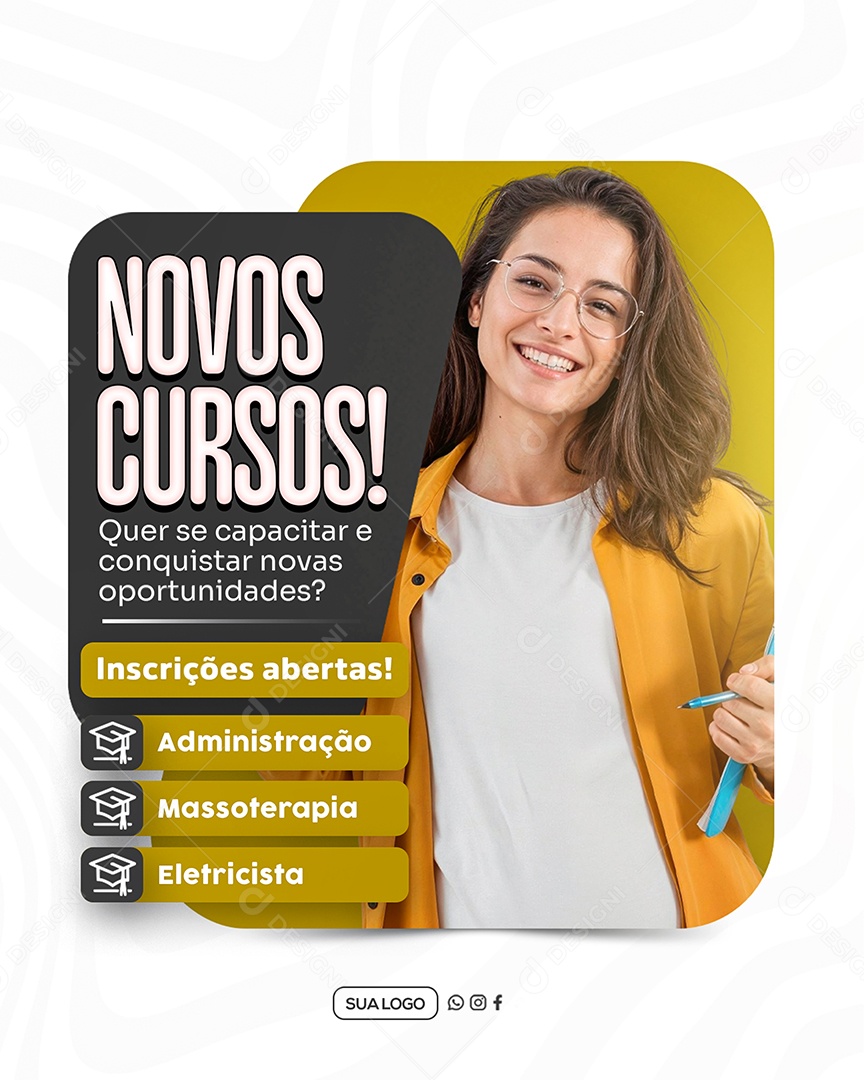 Novos Cursos Social Media PSD Editável