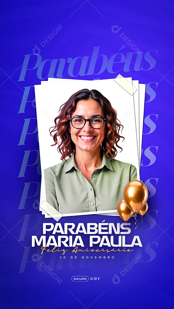 Story Feliz Aniversário Parabéns Maria Paula Social Media PSD Editável