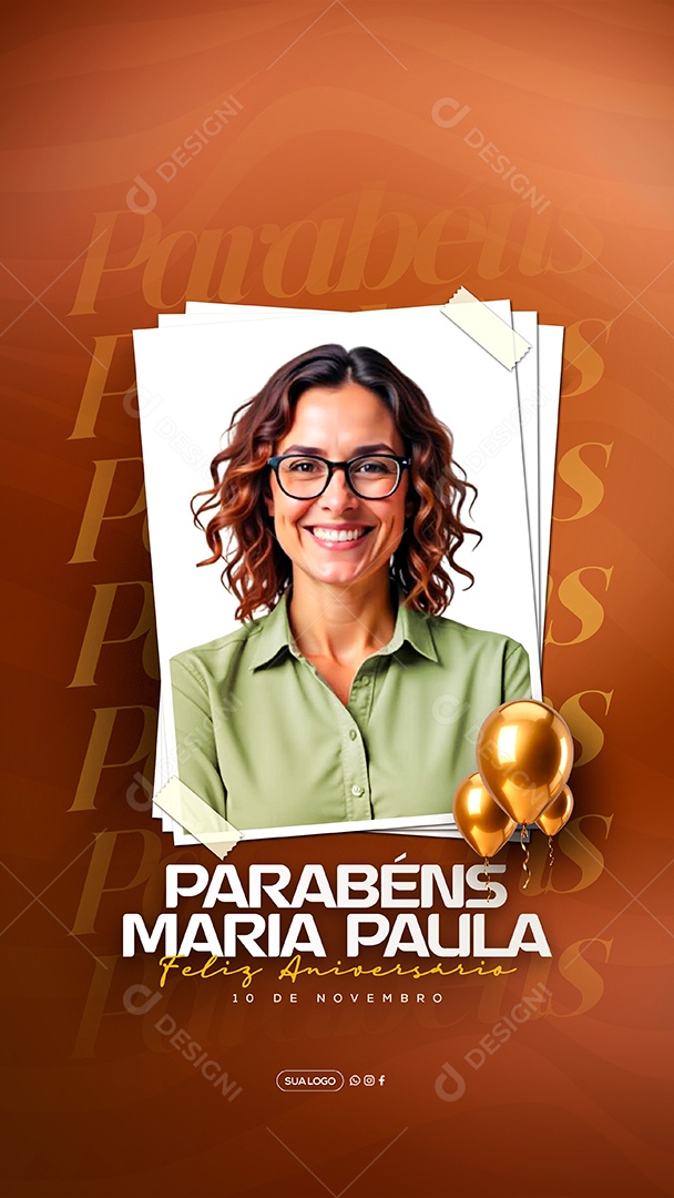 Story Feliz Aniversário Parabéns Maria Paula Social Media PSD Editável