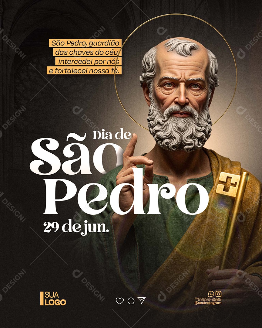 Dia de São Pedro 29 de Junho Social Media PSD Editável
