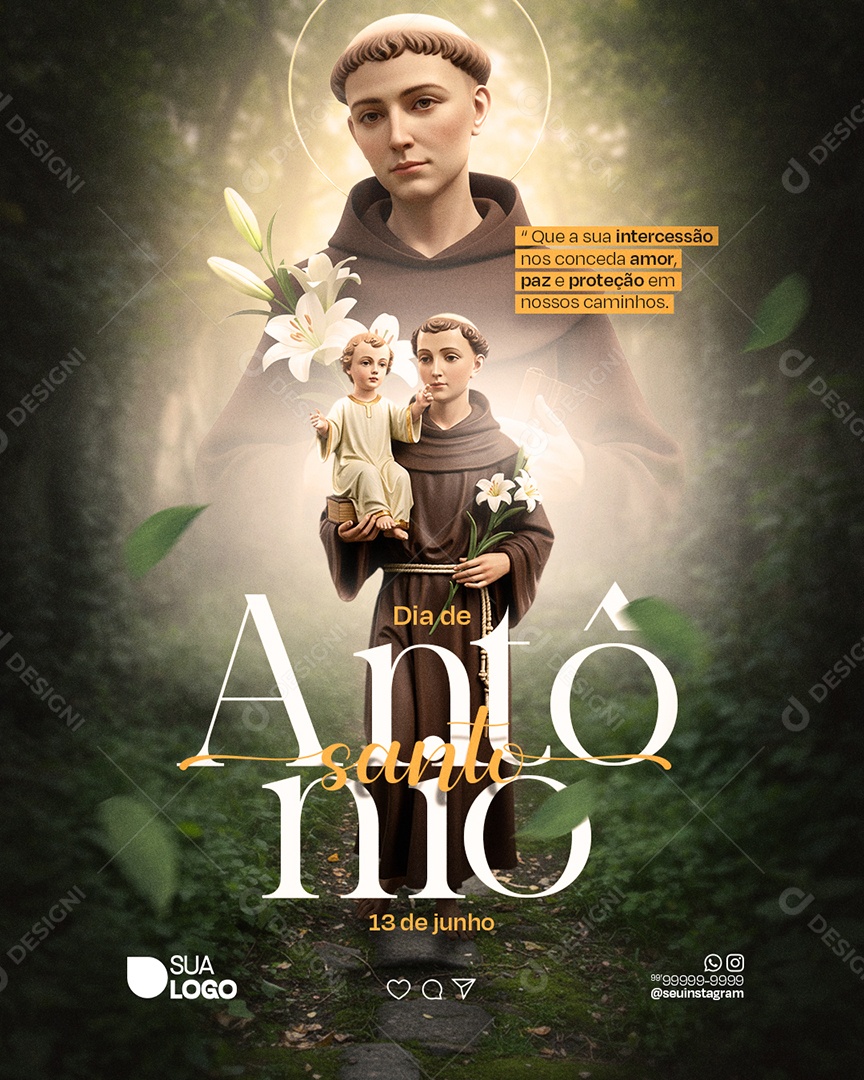 Dia De Santo Antônio 13 De Junho Social Media PSD Editável