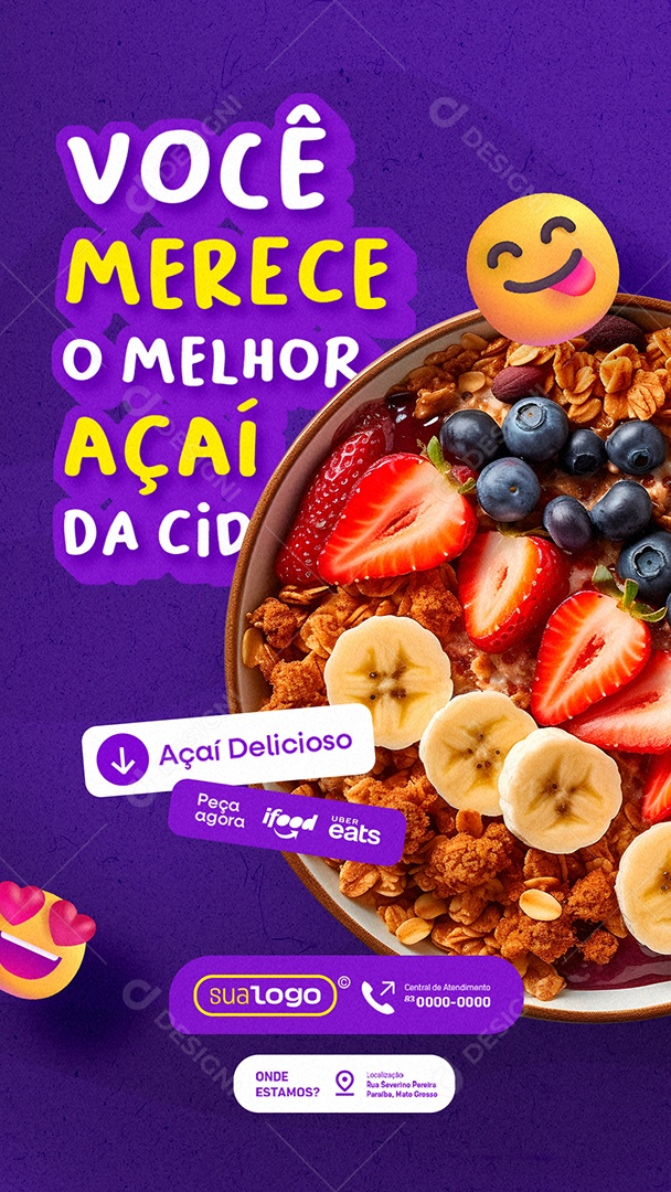 Story Açaiteria Você Merece o Melhor Açaí da Cidade Social Media PSD Editável