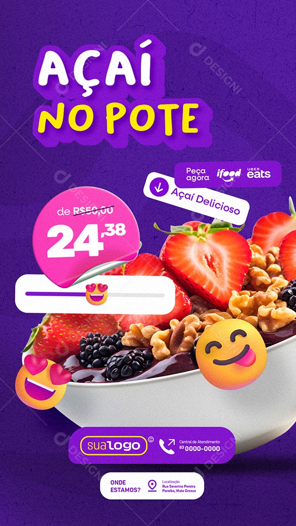 Story Açaiteria Açaí no Pote Açaí Delicioso Social Media PSD Editável
