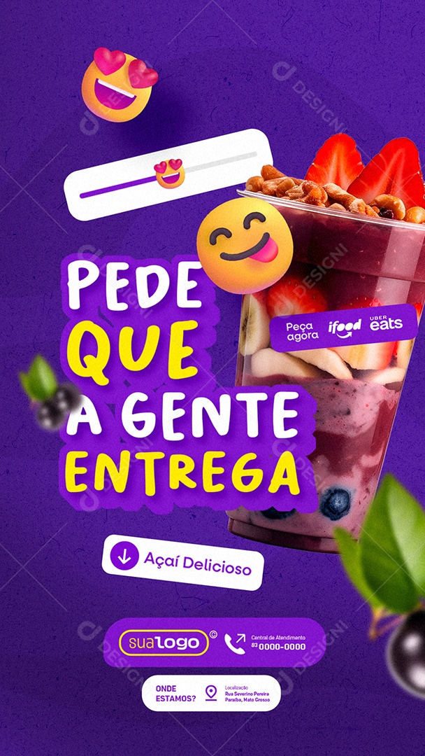 Story Açaiteria Pede Que a Gente Entrega Social Media PSD Editável