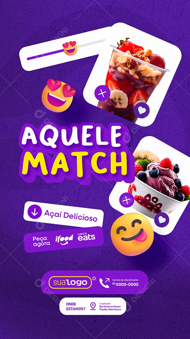 Story Açaiteria Aquele Match Açaí Delicioso Social Media PSD Editável