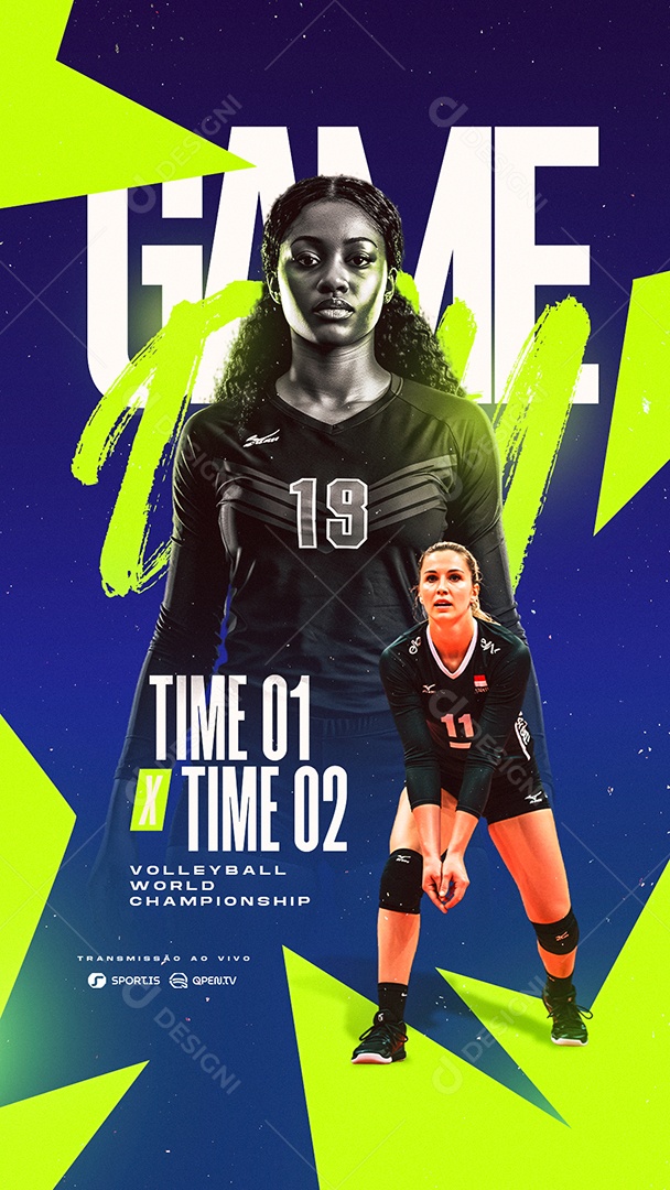 Story Volleyball World Championship Feminino Game Social Media PSD Editável